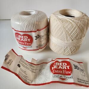 New! Lot RED HEART Extra Fine 30 Crochet Thread 2 Skeins 1000 Yards
